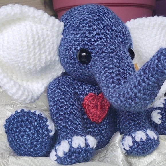 Hand Crochet Stuffed Baby Elephant, made by me - Picture 2 of 7